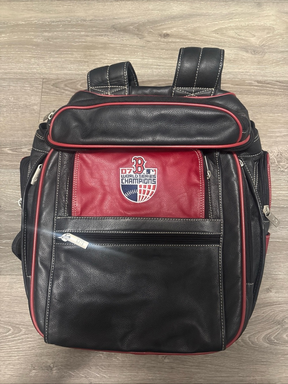 Vintage MLB Boston Red Sox leather “world series champion” backpack 2007